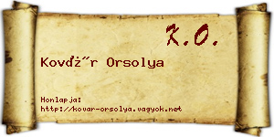 Kovár Orsolya névjegykártya